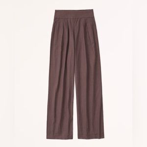 Brown Abercrombie linen-blend wide-leg pants